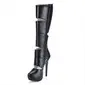 Leatherette Stiletto Heel Closed Toe Platform Knee High Boots With Hollow-out (088017948)