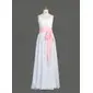 A-Line/Princess V-neck Floor-Length Chiffon Junior Bridesmaid Dress With Ruffle Sash (009001766)