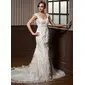 Mermaid Sweetheart Chapel Train Satin Tulle Wedding Dress With Lace Beadwork (002011374) Mermaid Sweetheart Chapel Train Satin Tulle Wedding Dress With Lace Beadwork (002011374)