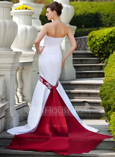 Trumpet/Mermaid Strapless Watteau Train Satin Wedding Dress With ... Trumpet/Mermaid Strapless Watteau Train Satin Wedding Dress With ...