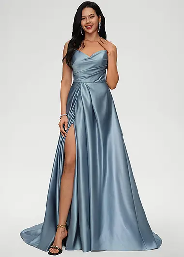 Robe Ballon JJ's House Taille 38 - Bleu, Dos Ouvert, Style Trapèze élégant, Occasion Parfaite
